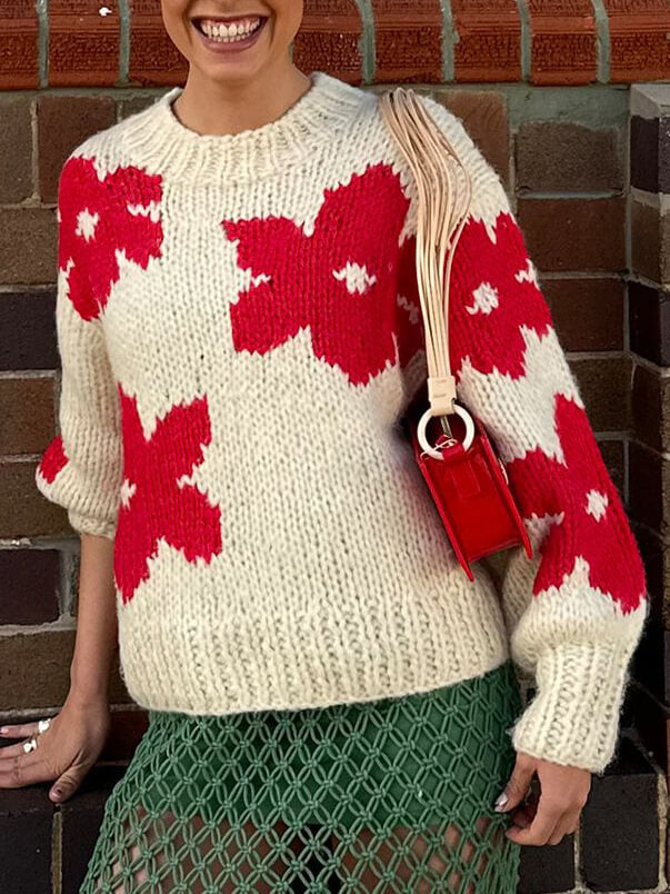 Crew-Neck-Sweater Blumenmuster - Norvielle