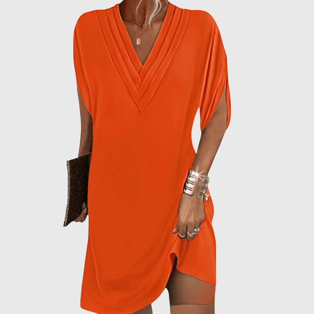 Damen V-Ausschnitt Mini Kleid Lockeres Design