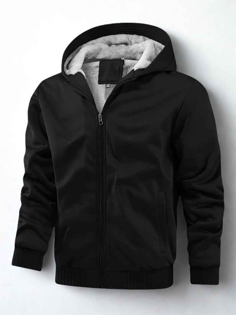 Herren Kapuzenjacke Fleece gefüttert Uni-