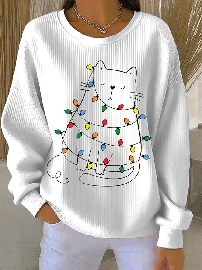 Weihnachtsstrickpullover Katzenmotiv