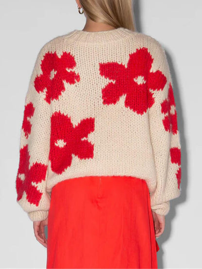 Crew-Neck-Sweater Blumenmuster