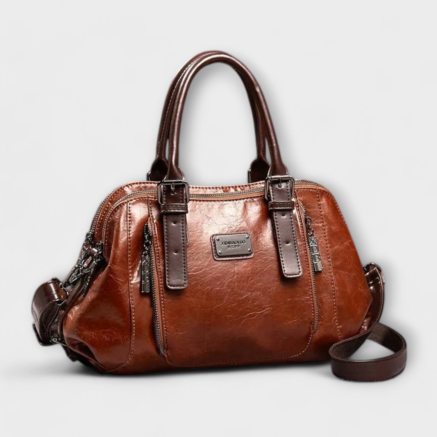 Elegante Damen Umhängetasche Leder Schwarz - Norvielle