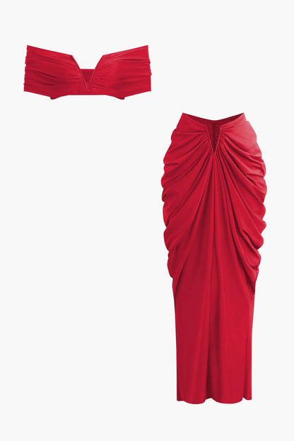 Elegantes Damen Off-Shoulder-Set mit Drapierung