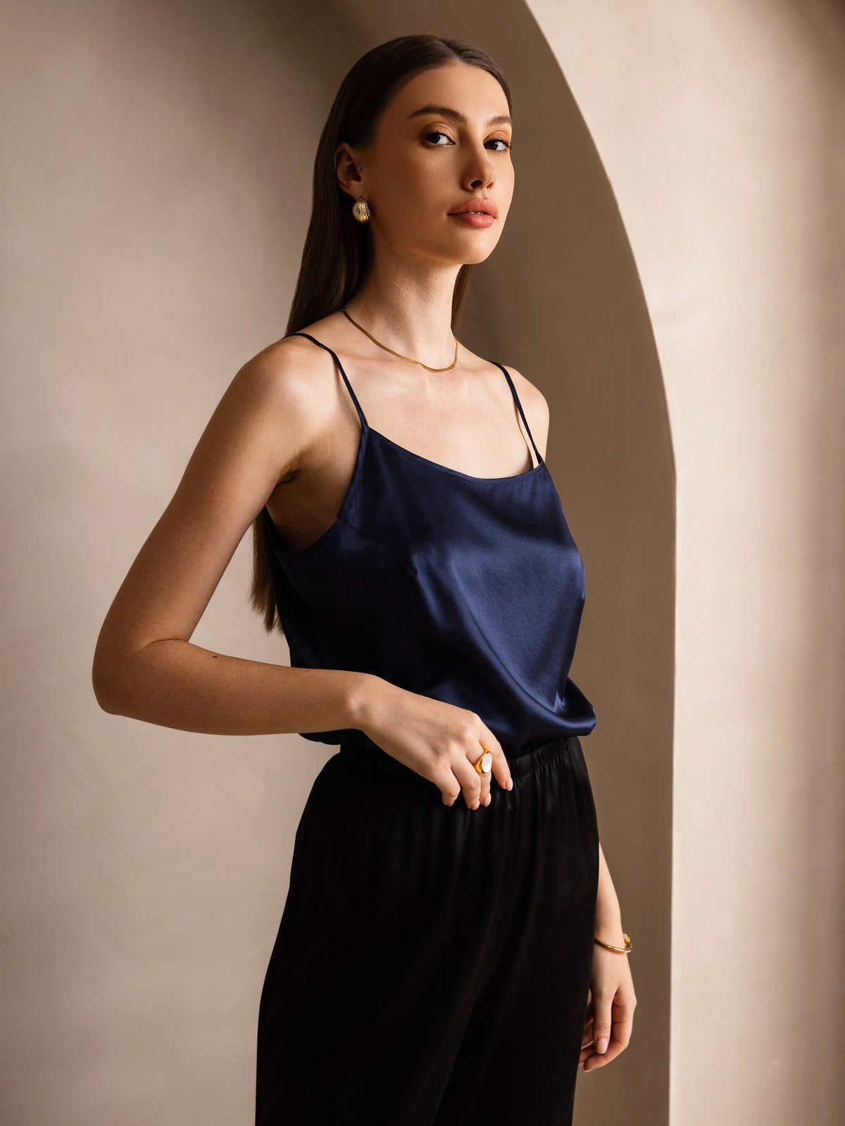 Norvielle Damen Seiden-Camisole Spaghettiträger
