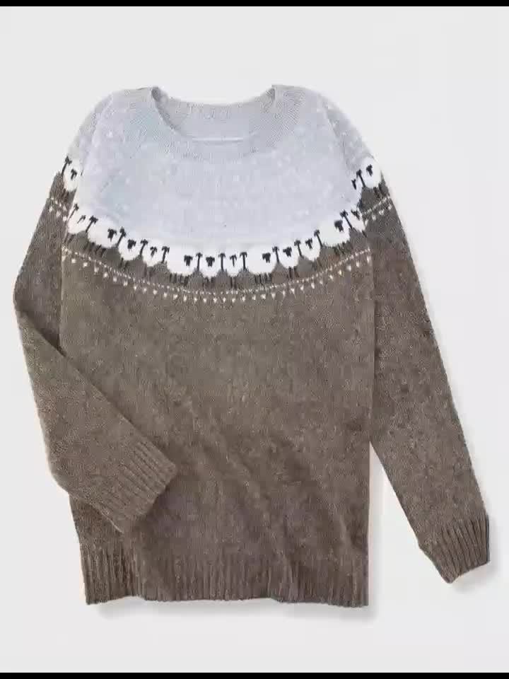 Eleganter Wintersweater Schaf-Jacquardmuster