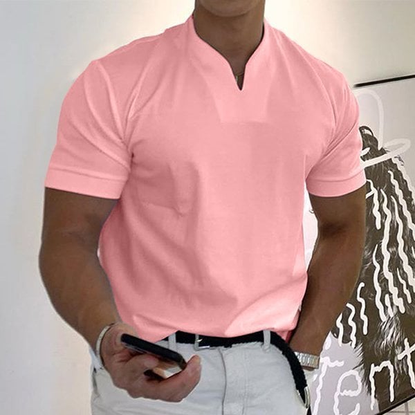 Herren Poloshirt Stehkragen Kurzarm