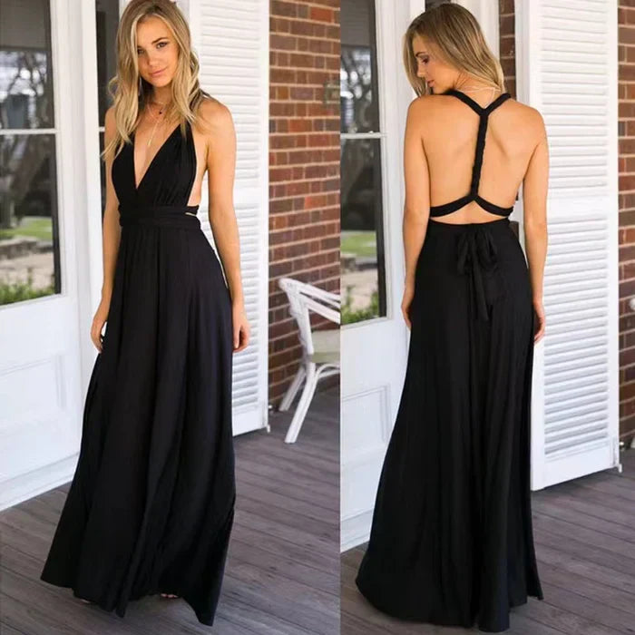 Damen Elastisches Wickelkleid mit Trägern