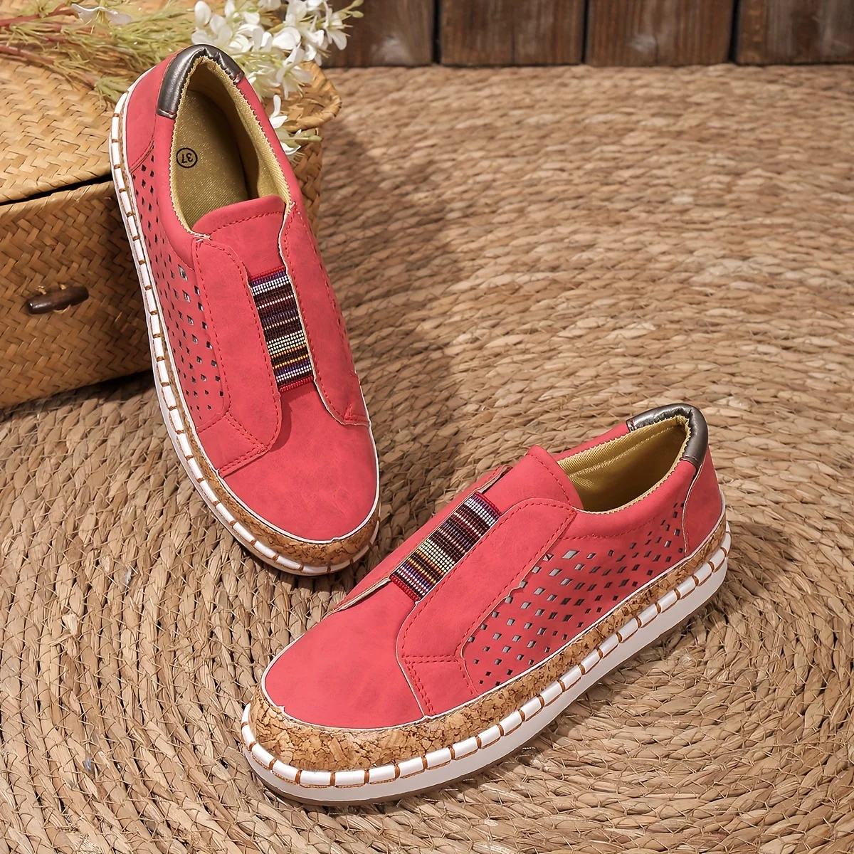 Damen Slip-On Schuhe Perforiert