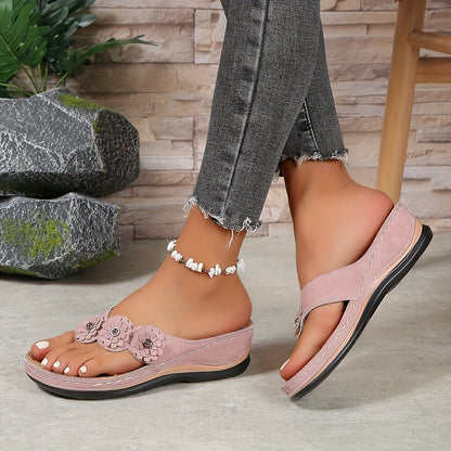 Damen Sommer-Slipper Zehensteg-Sandalen Robust Bequem