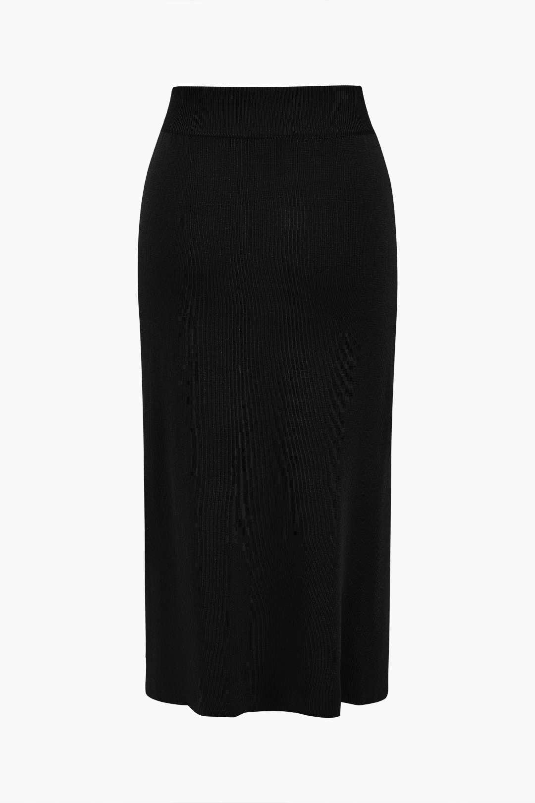 Damen Strick-Set Peplum- Bleistiftrock Elegantes Ensemble