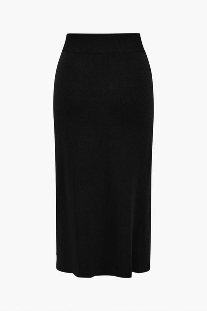 Damen Strick-Set Peplum- Bleistiftrock Elegantes Ensemble