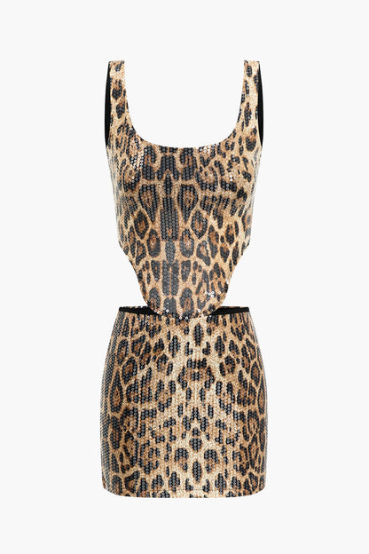 Damen Leo-Print und Minirock Set Selbstbewusstes Statement-Outfit