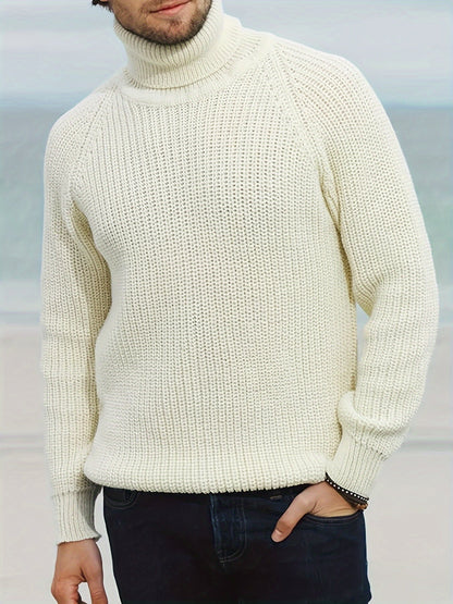 Herren Strickpullover Rollkragen Warm Beige