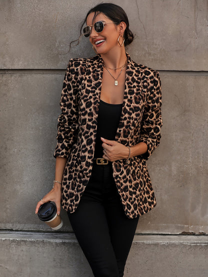 Norvielle Damen Langblazer Leopardenmuster