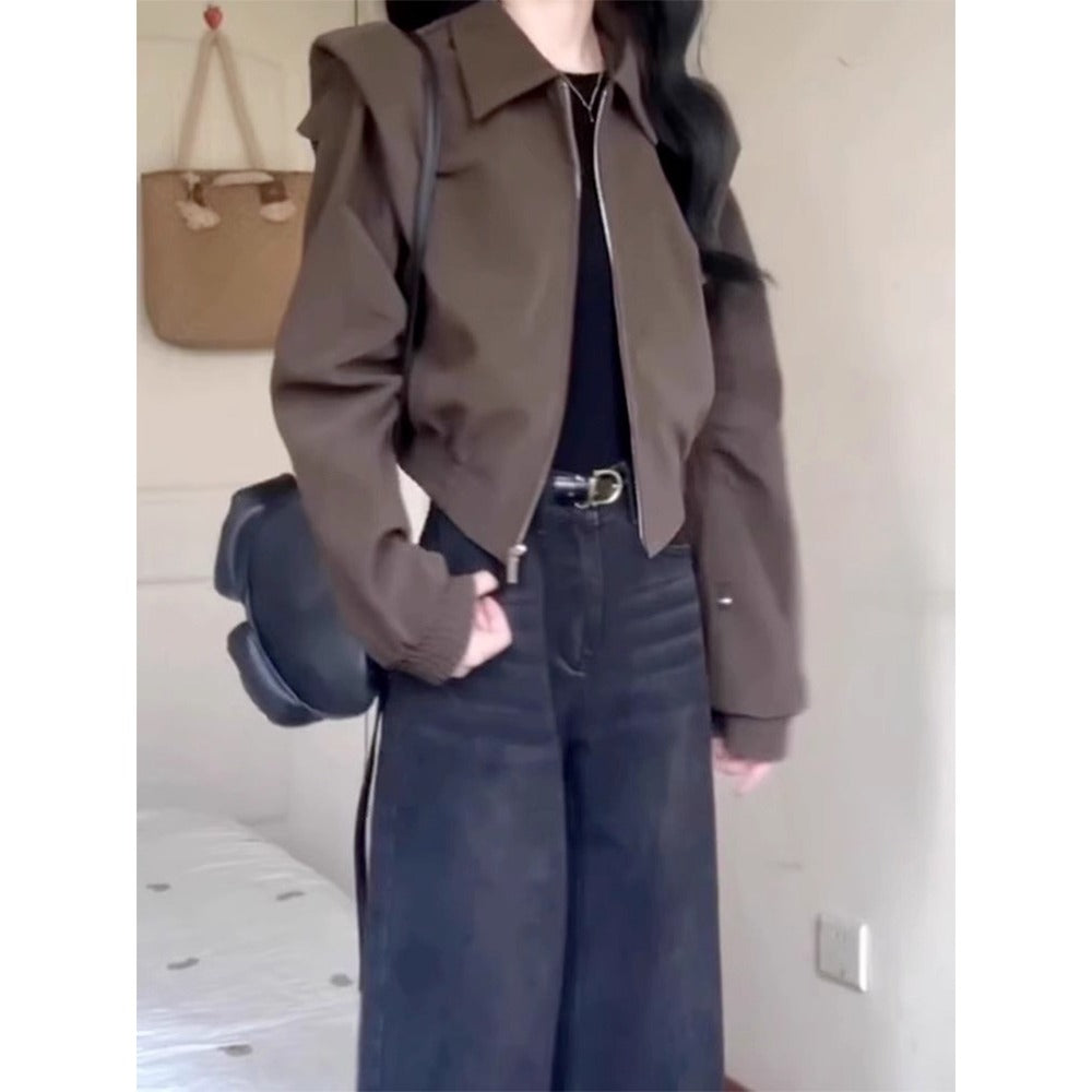 Damen Kurzjacke Reißverschluss Langarm