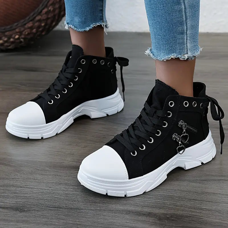 Damen High- Sneaker Jeansblau Reißverschluss