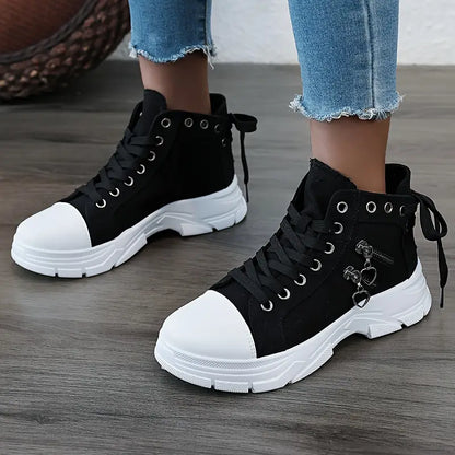 Damen High- Sneaker Jeansblau Reißverschluss