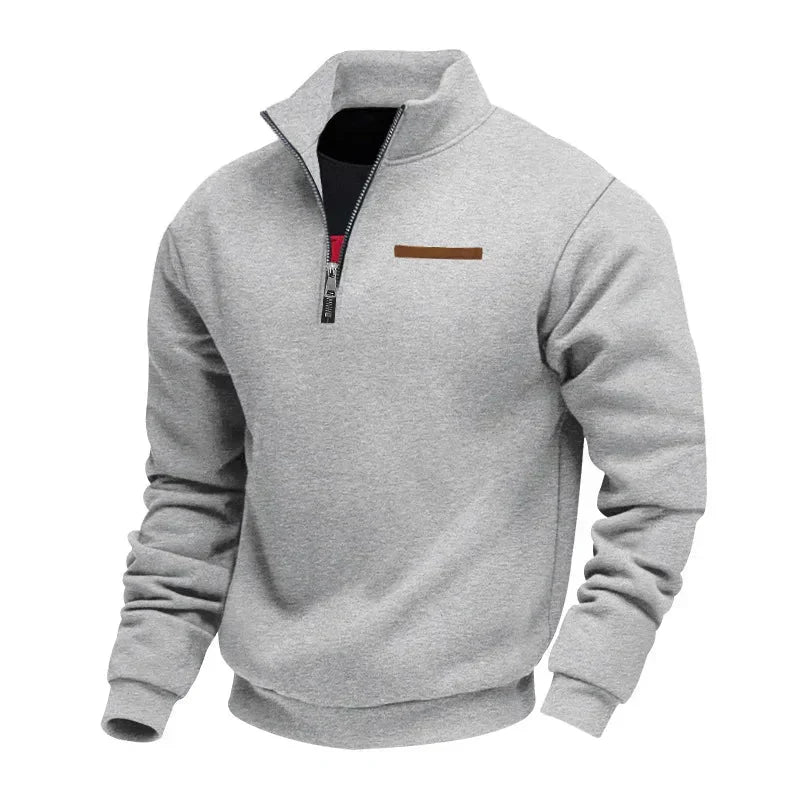 Herren Sport Sweatshirt Reißverschluss Stehkragen Warm