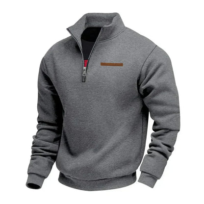 Herren Sport Sweatshirt Reißverschluss Stehkragen Warm