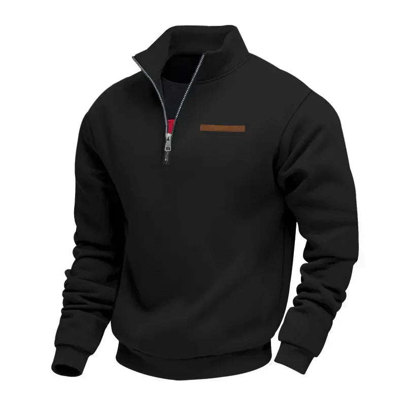Herren Sport Sweatshirt Reißverschluss Stehkragen Warm