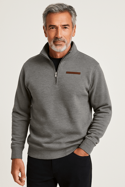 Herren Sport Sweatshirt Reißverschluss Stehkragen Warm