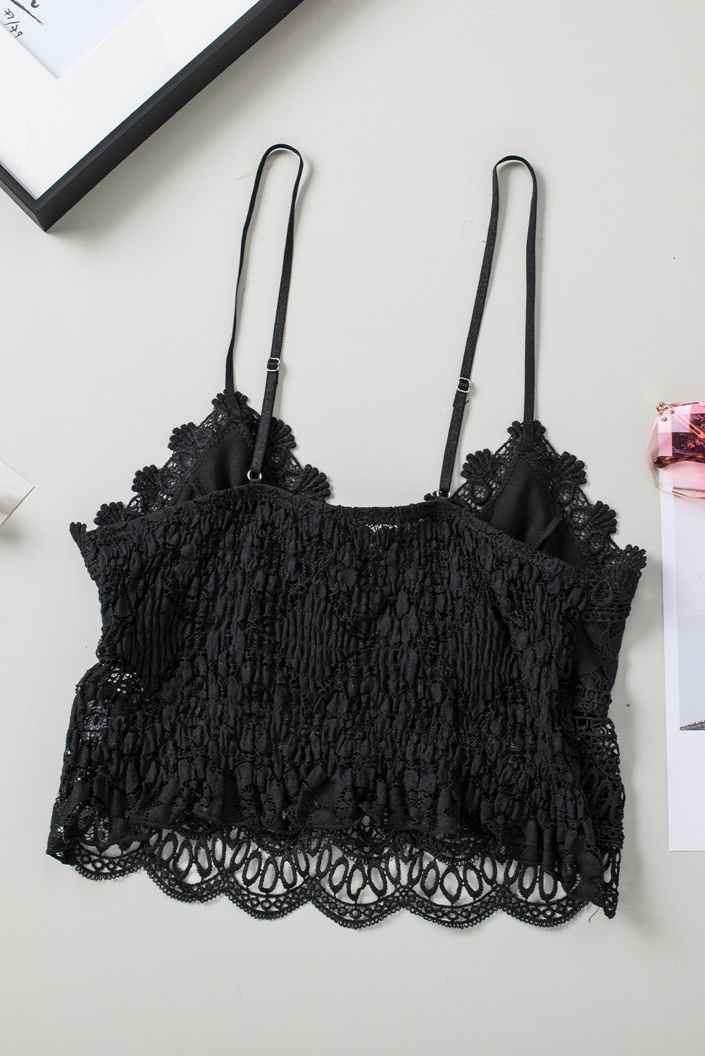 Damen V-Ausschnitt Cami Spitze Cropped