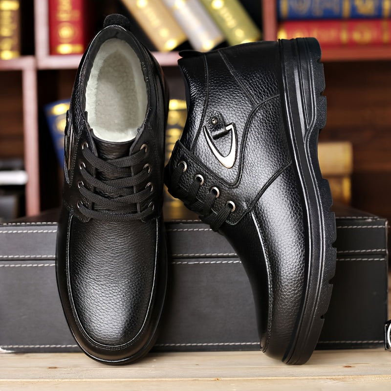 Herren Business Winterschuhe High- Leder Schnürung