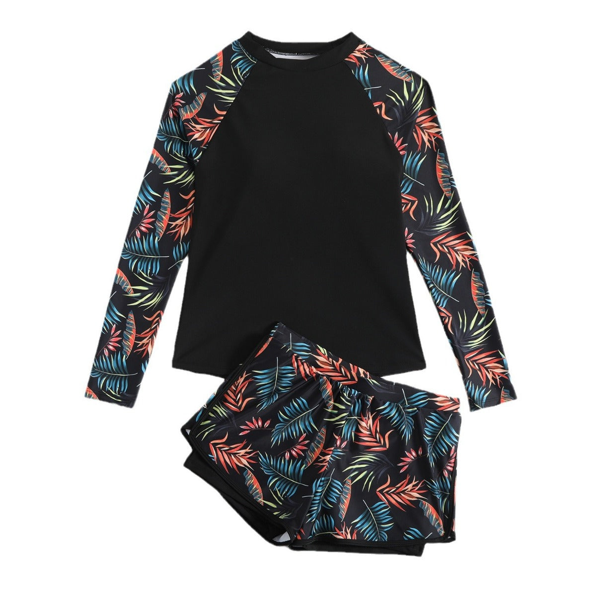 Norvielle Damen Langarm Tankini Badeanzug Doppelhose
