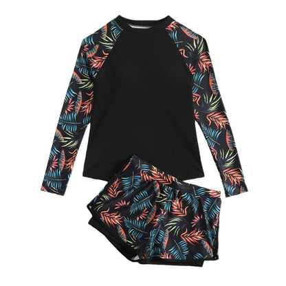 Norvielle Damen Langarm Tankini Badeanzug Doppelhose