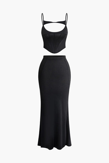 Damen Corsagen- und Maxirock Glamour Schwarz - Norvielle