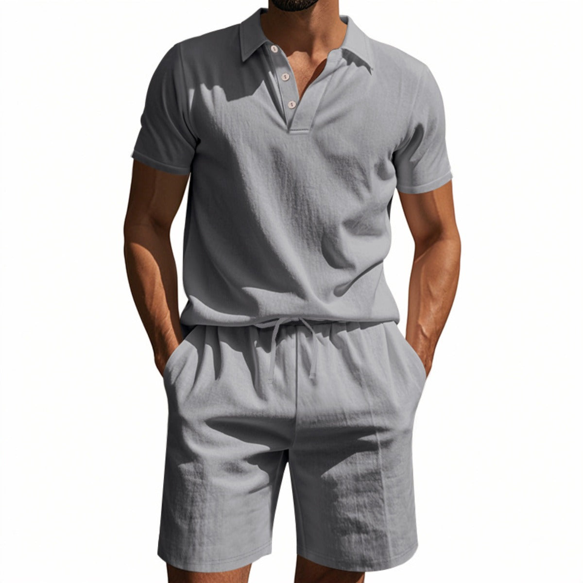 Norvielle Damen Kurzärmliges Poloshirt und Shorts Strandanzug