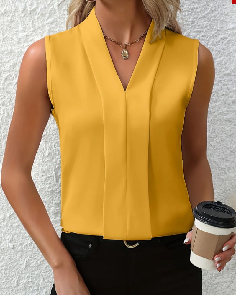 Norvielle Damen Ärmelloses Tanktop V-Ausschnitt Sommer Weiss