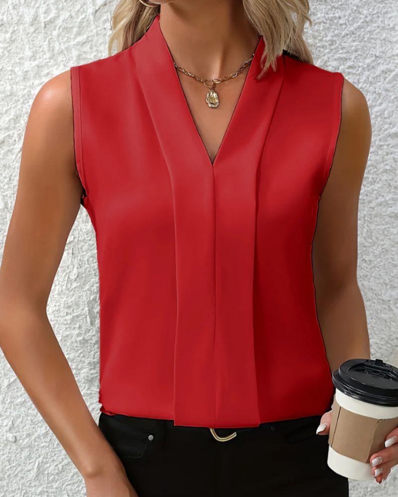 Norvielle Damen Ärmelloses Tanktop V-Ausschnitt Sommer Weiss