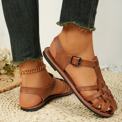 Damen Sandalen Geschlossener Zeh Schnallenverschluss Vintage Stil