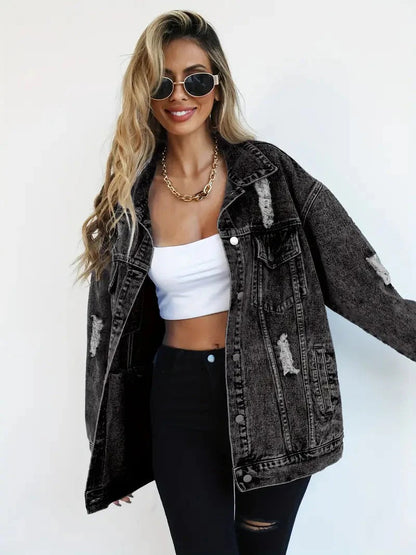 Norvielle Damen Übergröße Jeansjacke