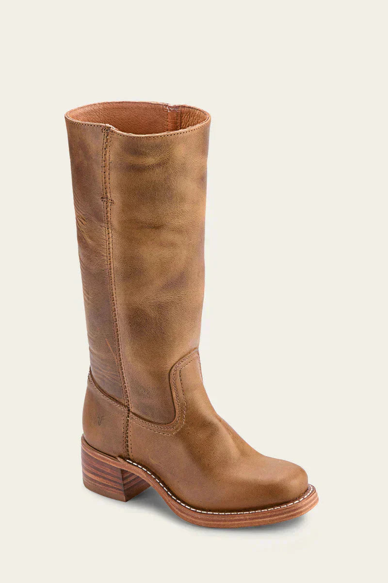 Damen Lederstiefel Westernstil Blockabsatz - Norvielle