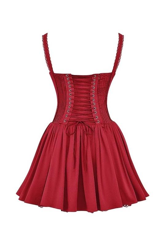 Damen Korsett Minikleid mit Trägern Rüschendetails