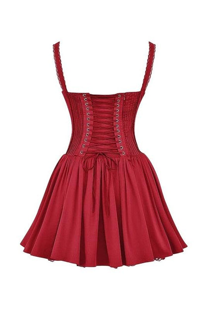 Damen Korsett Minikleid mit Trägern Rüschendetails