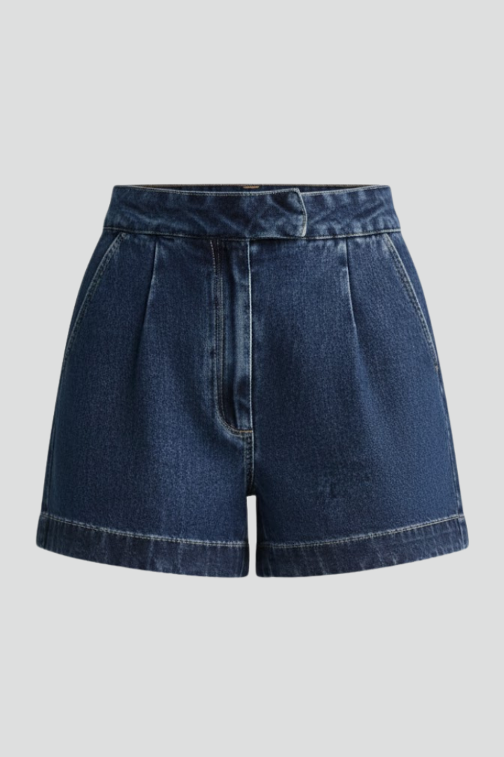 Damen Highwaist Shorts Umschlag-Saum Bequem - Norvielle