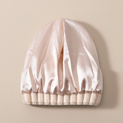 Unisex Strickmütze Gerippt Warm Beige