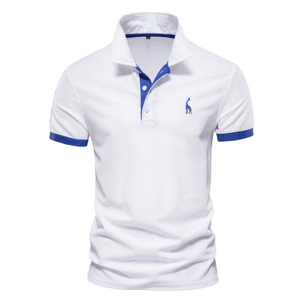 Herren Zweifarben Polo Sportlich