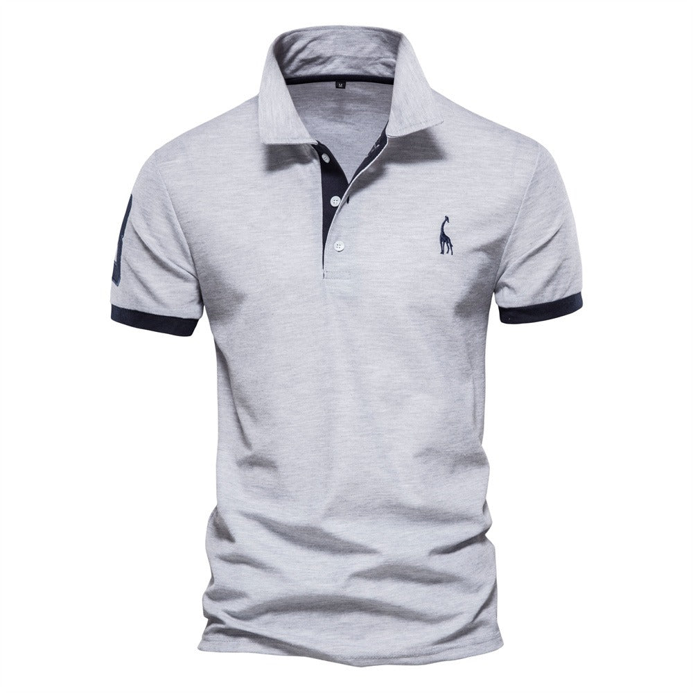 Herren Zweifarben Polo Sportlich