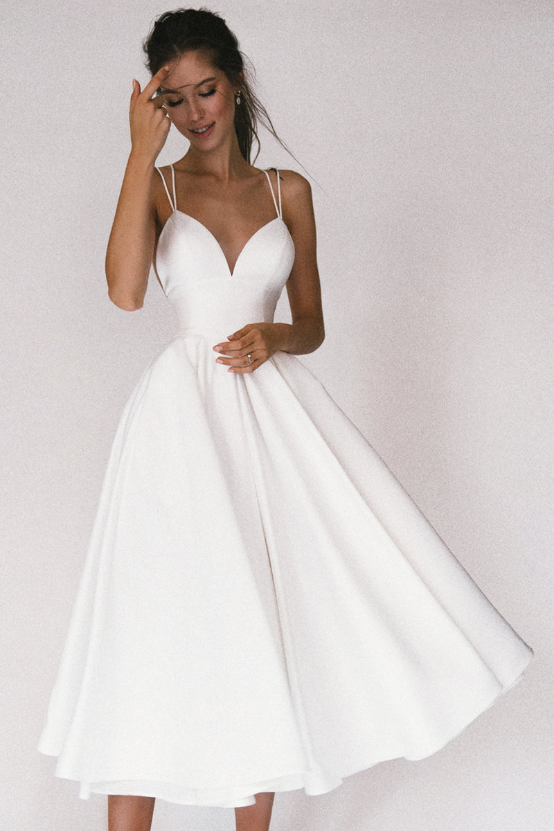 Damen Midiabendkleid V-Ausschnitt Sachliche Linien