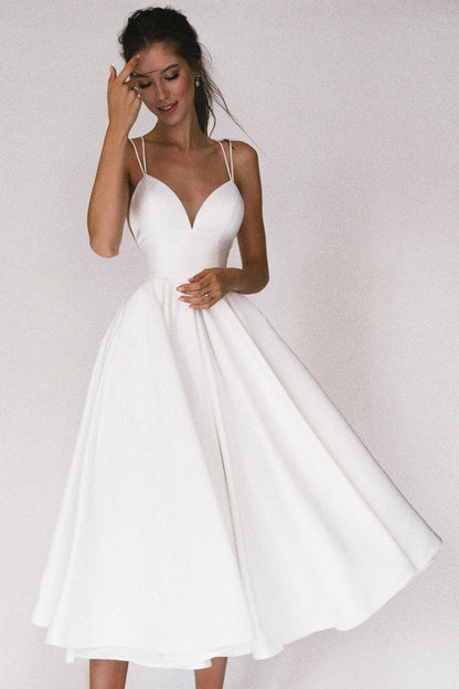 Damen Abendkleid Midi Spaghettiträger