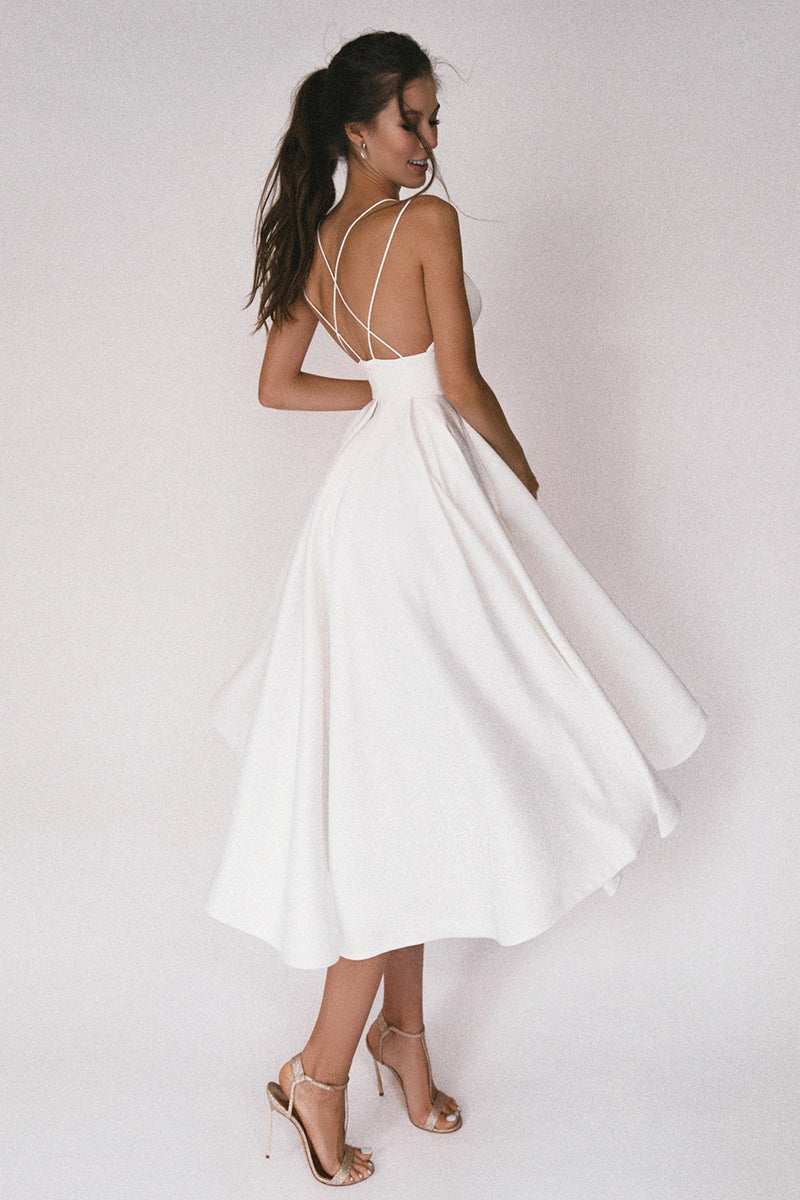 Damen Kleid Mittellang V-Ausschnitt