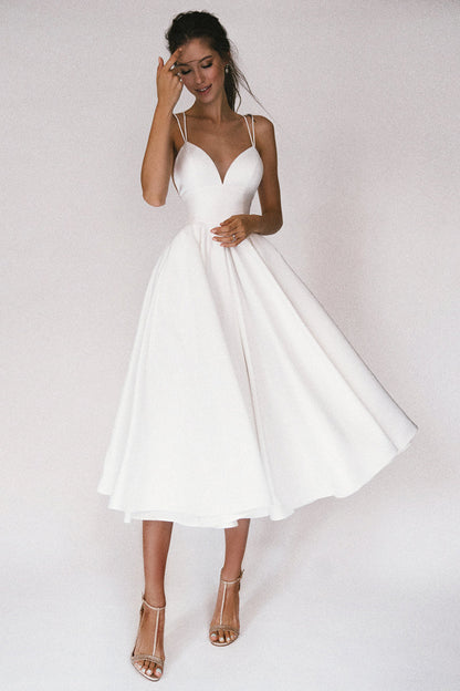 Damen Midiabendkleid V-Ausschnitt Sachliche Linien