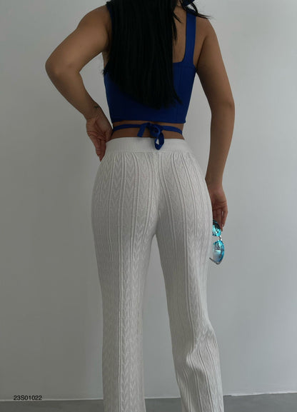 Ella Damen gehäkelte Hose Weiß
