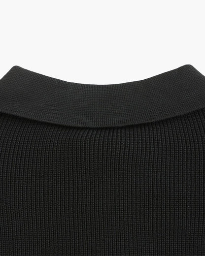 Herren Strickpullover Gerippt mit Polokragen Halb-Reißverschluss Grau