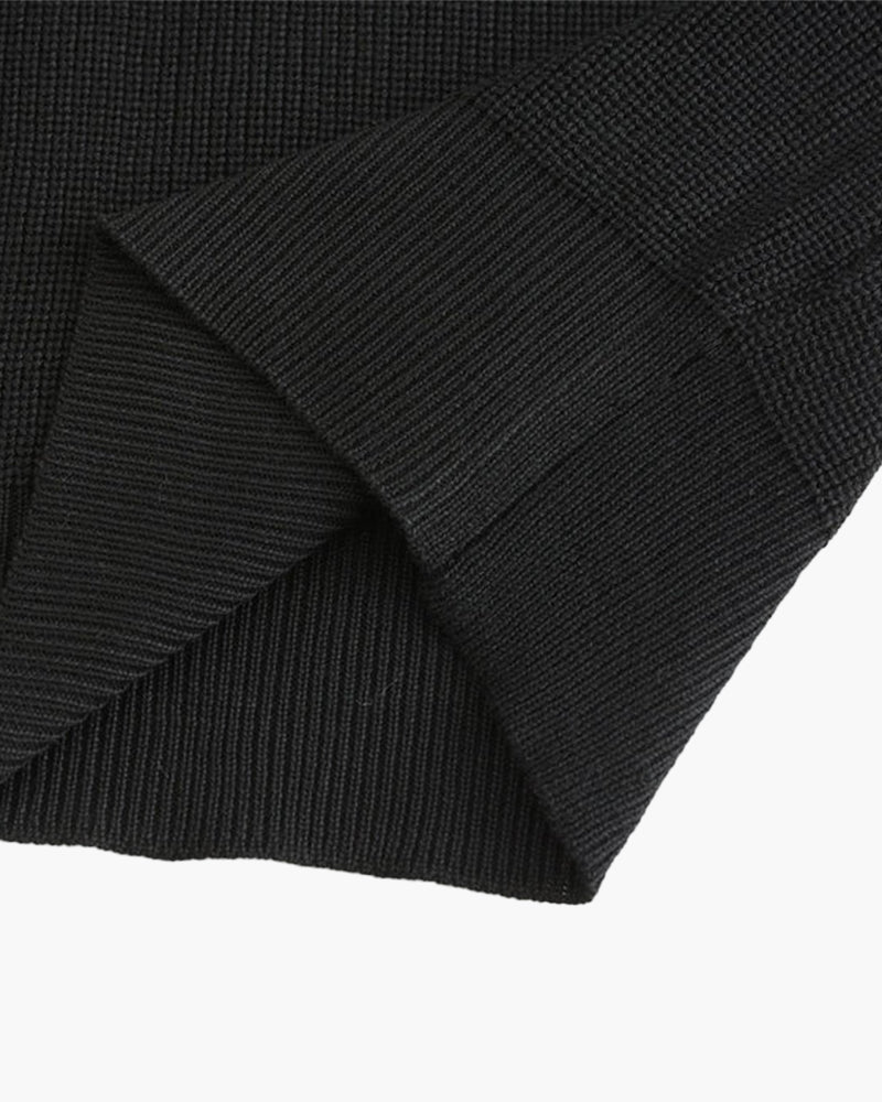 Herren Strickpullover Gerippt mit Polokragen Halb-Reißverschluss Grau
