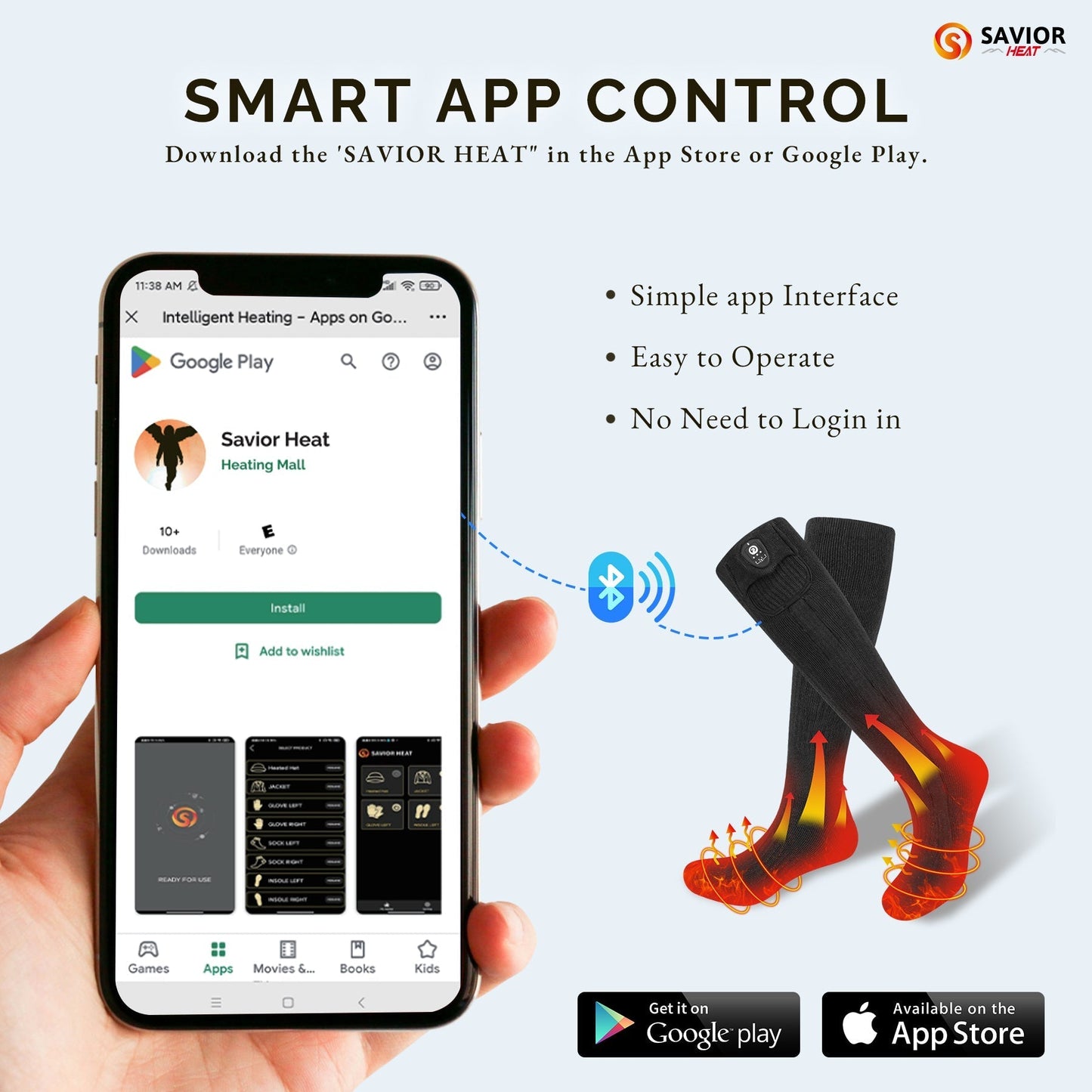 Beheizte Socken Bluetooth APP-Steuerung Unisex